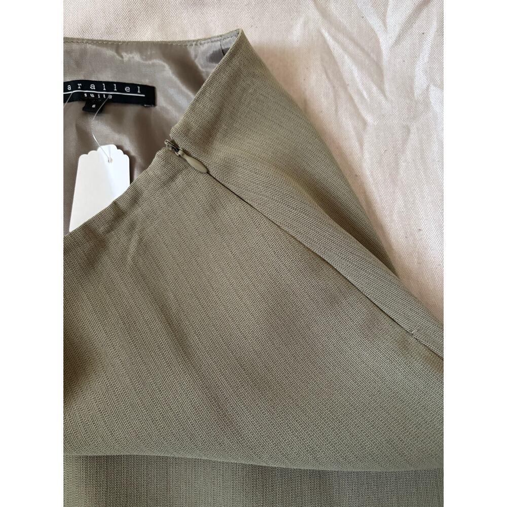 Olive Green A-Line Mini Skirt High Waist Minimal Chic Size S 28” Waist - Picture 8 of 12